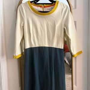 Boden Yellow cream and blue Dress